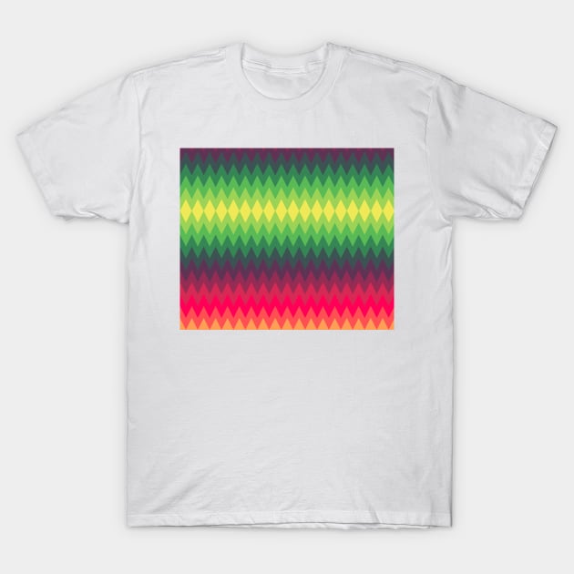 Yellow Green Pink Zigzags T-Shirt by saradaboru